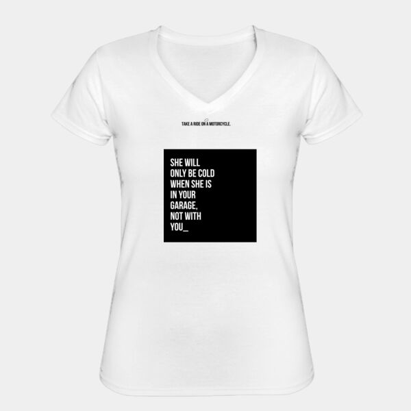 Playera Dama Blanca con Frase Biker Miniatura