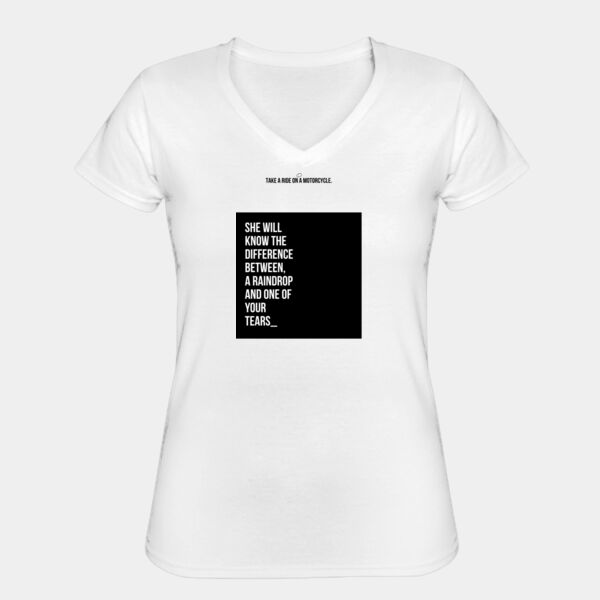Playera Dama Blanca con Frase Biker Miniatura