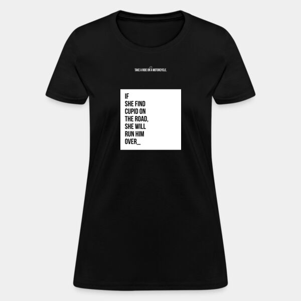 Playera Dama Negra con Frase Biker Miniatura