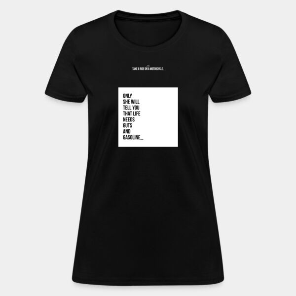 Playera Dama Negra con Frase Biker Miniatura
