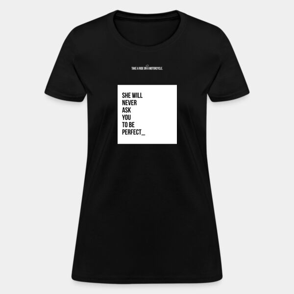 Playera Dama Negra con Frase Biker Miniatura