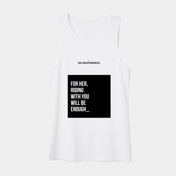 Playera Tank Top Blanca con Frase Biker Miniatura