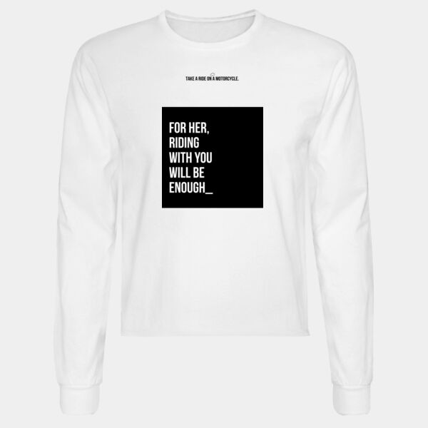Playera Manga Larga Blanca con Frase Biker Miniatura