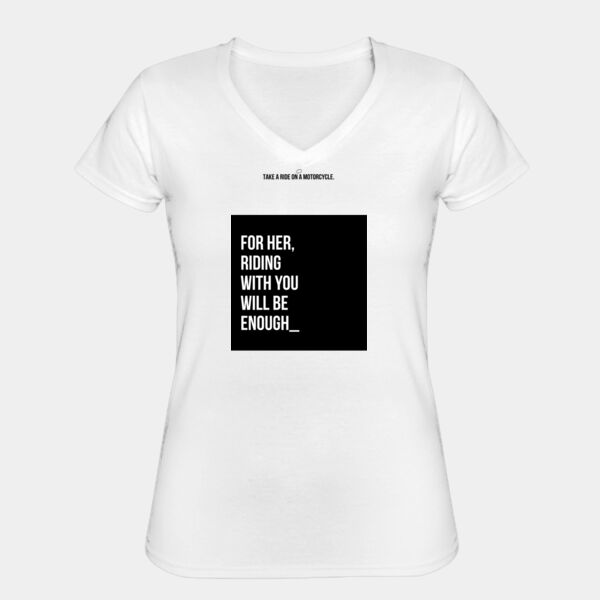 Playera Dama Blanca con Frase Biker Miniatura