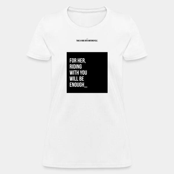 Playera Dama Blanca con Frase Biker Miniatura