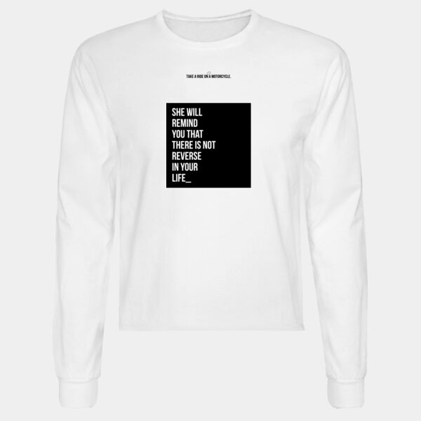 Playera Manga Larga Blanca con Frase Biker Miniatura