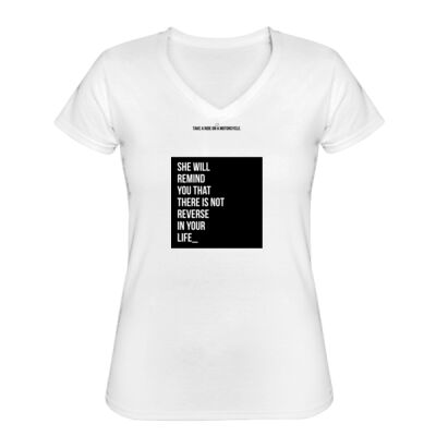 Playera Dama Blanca con Frase Biker Miniatura